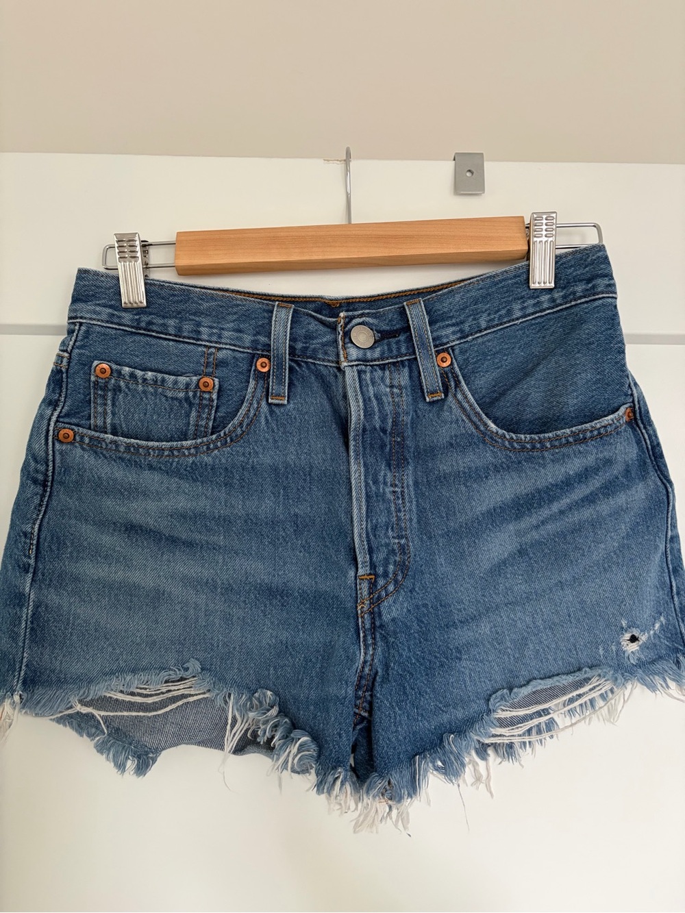 Levi Denim Cutoff Shorts - Medium Wash